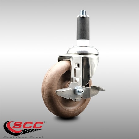 Service Caster 4 Inch 316SS High Temp Glass Filled Nylon 1-1/4 Inch Stem Caster with Brake SCC SCC-SS316EX20S414-GFNSHT-TLB-114